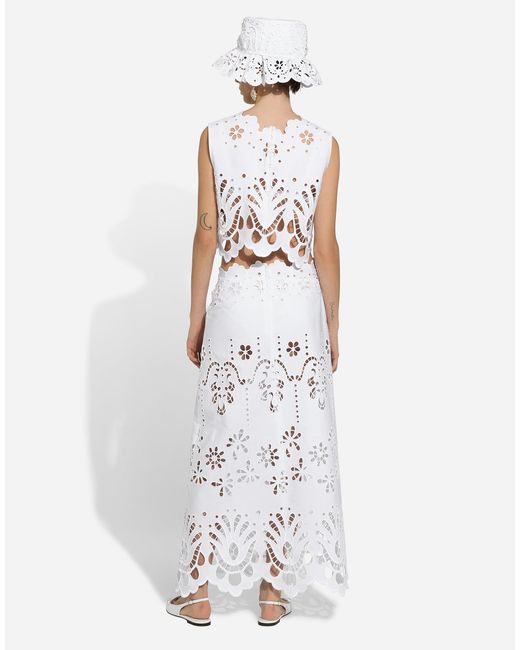 Dolce & Gabbana カットアウト ディテール コットン ロンゲットスカート White