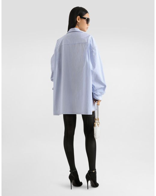 Dolce & Gabbana Blue Striped Poplin Culottes