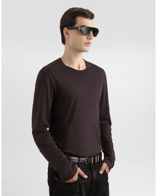 Dolce & Gabbana Black Cotton T-Shirt for men