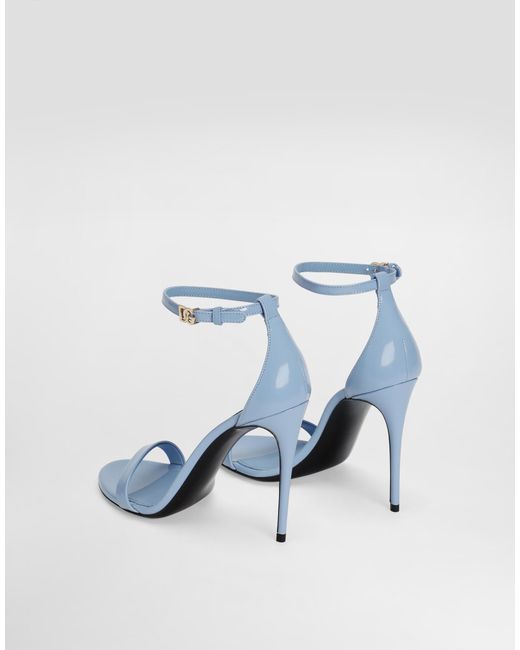 Dolce & Gabbana Blue Polished Calfskin Sandals