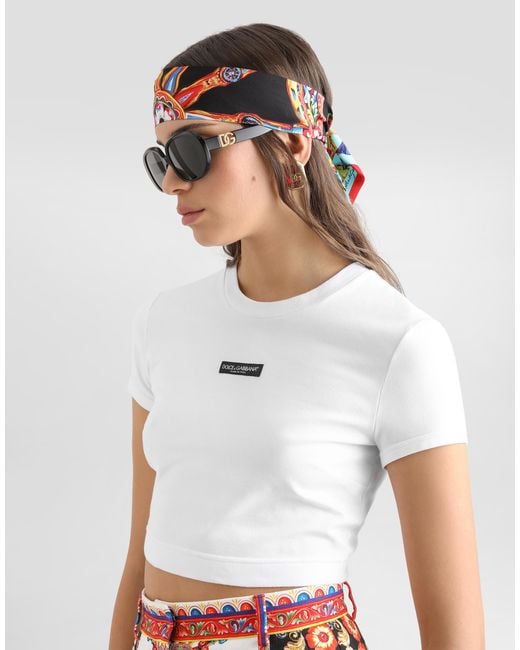 Dolce & Gabbana White Jersey T-Shirt With Logo
