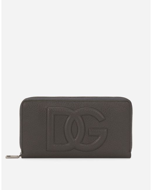 Dolce & Gabbana Gray Zip-Around Dg Logo Wallet for men