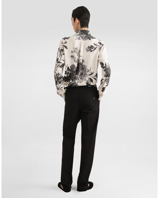 Dolce & Gabbana Natural Flower Bouquet-Print Jacquard Shirt for men