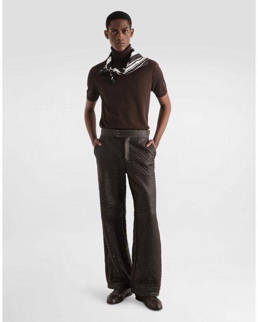 Dolce & Gabbana Multicolor Flared Woven Nappa Leather Pants for men
