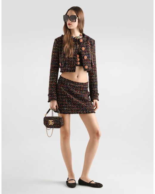 Dolce & Gabbana Black Short Tweed Jacket