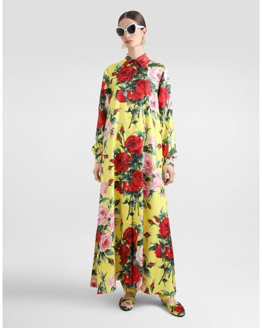 Dolce & Gabbana White Silk Twill Pants With Bouquet