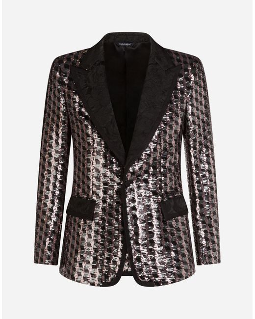 Dolce & Gabbana Synthetic Sequined Casinò-fit Tuxedo Jacket in Grey ...