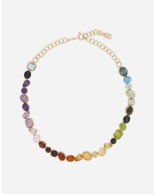 Dolce & Gabbana Metallic Necklace With Multi-colored Gems