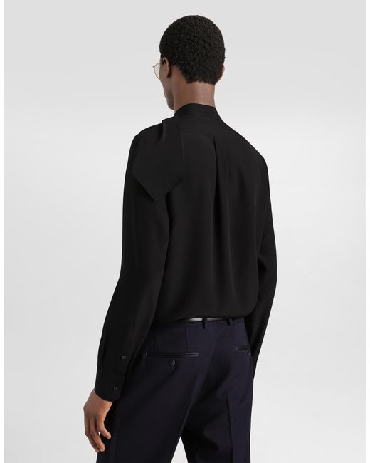 Dolce & Gabbana Black Crêpe De Chine Martini Shirt for men