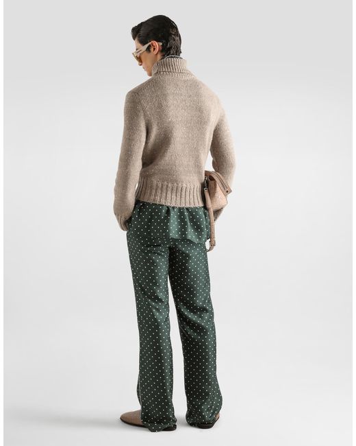 Dolce & Gabbana Natural Knit Turtleneck With Sequins for men