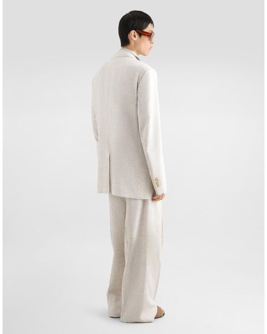 Dolce & Gabbana Natural Single-Breasted Tweed-Effect Linen And Viscose Jacket for men