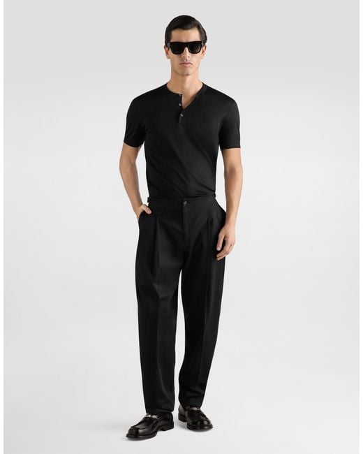 Dolce & Gabbana Black Silk Serafino T-Shirt for men