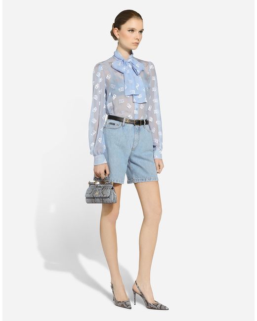 【DOLCE&GABBANA】DGロゴ シルクサテン ジャカード シャツドレス 人気☆】D&G DGロゴ入りシルクサテンジャカードシャツドレス