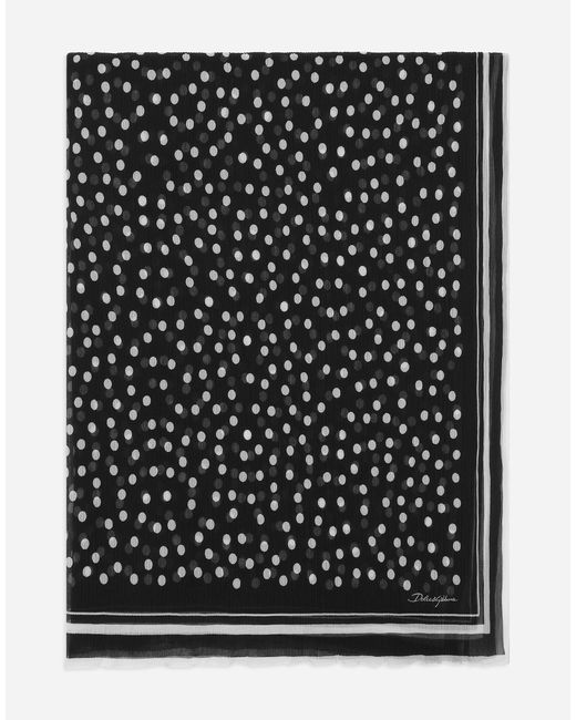 Dolce & Gabbana ストール 120X200 シルク ドットプリント Gray