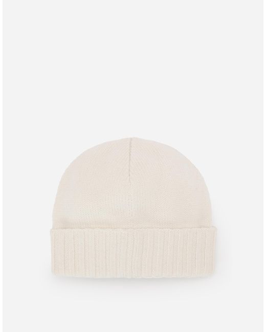Dolce & Gabbana Natural Cashmere Hat With Dg Logo Embroidery