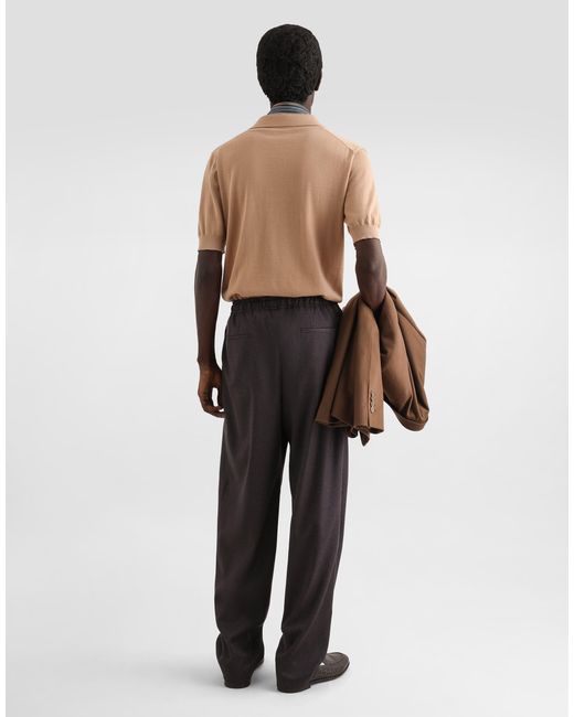 Dolce & Gabbana Natural Cashmere Polo Shirt for men