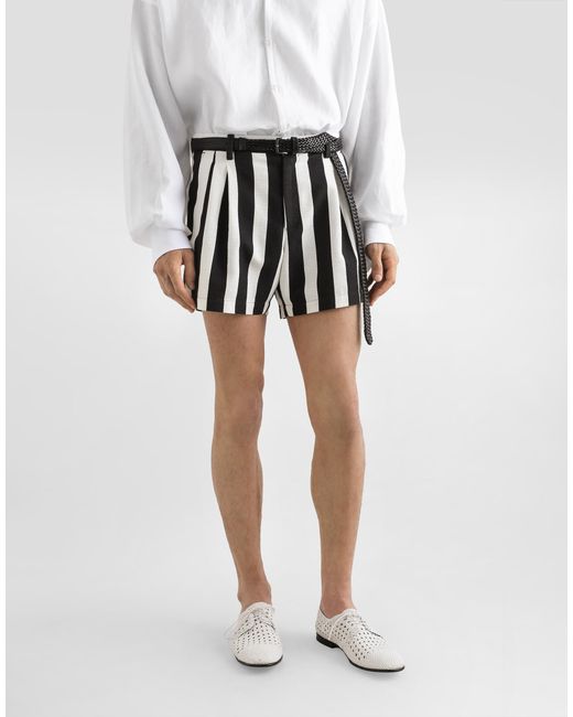 Bermudas De Algodón Jacquard A Rayas Dolce & Gabbana de hombre de color Multicolor