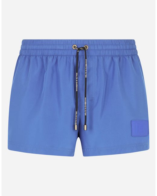 Dolce & Gabbana Blue Short Swim Trunks With 3d Dg Logo for men