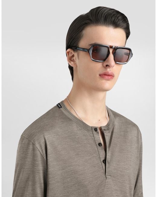 Dolce & Gabbana Gray Silk Serafino T-Shirt� for men