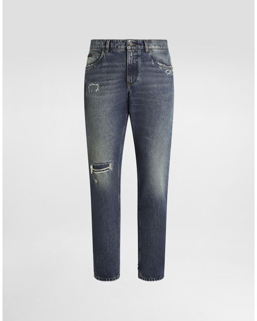 メンズ Dolce & Gabbana Regular Cotton Jeans Blue