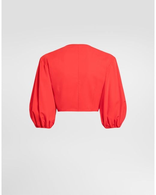 Dolce & Gabbana Red Cotton Poplin Top