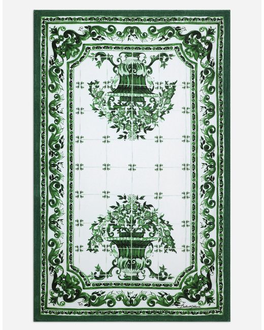 Dolce & Gabbana Green Majolica- Cotton Beach Towel (115X185) for men