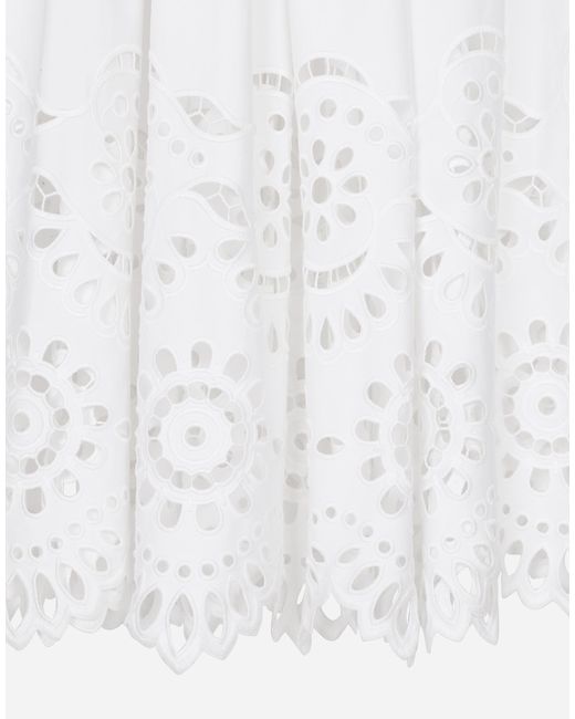 Dolce & Gabbana White Long Cotton Circle Skirt With Cut-Out Detailing