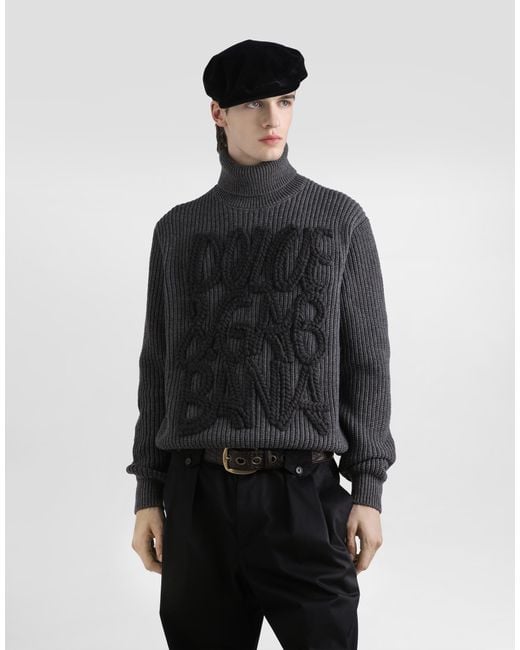 メンズ Dolce & Gabbana Wool Turtleneck With Embroidery Black