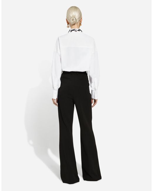 Dolce & Gabbana White Oversize Cotton Shirt With Lace Appliques (Final Sale)