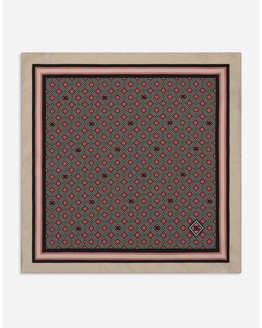 Dolce & Gabbana Brown Silk Pocket Square With Micro-Design for men