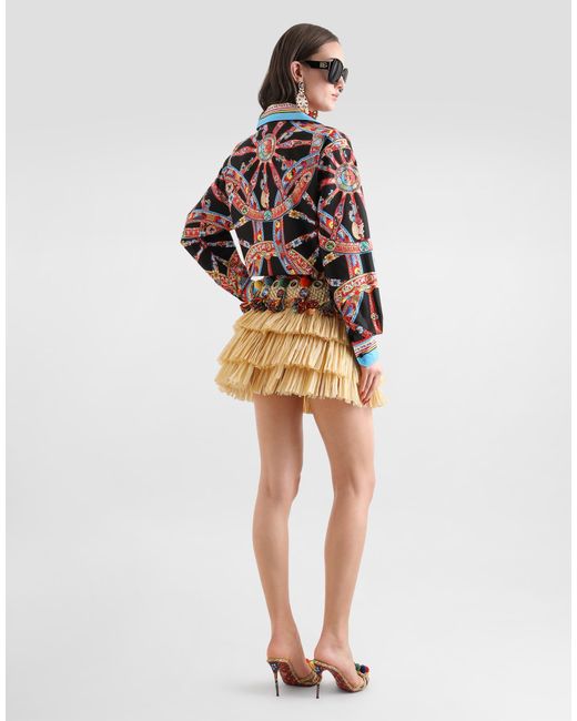 Dolce & Gabbana Metallic Raffia Miniskirt With Applications