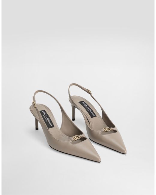 Dolce & Gabbana White Silk-Effect Nappa Leather Slingback