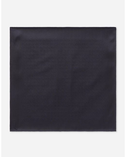 Dolce & Gabbana Blue Silk Jacquard Pocket Square With Dg Logo for men