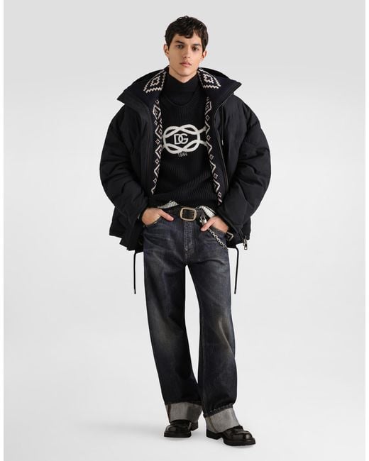 Dolce & Gabbana Black Quilted Cotton Padded Jacket for men