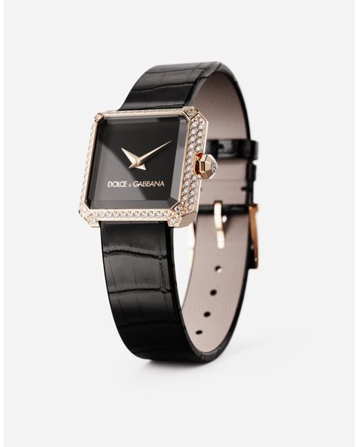 Dolce & Gabbana Black Gold Watch With Diamonds