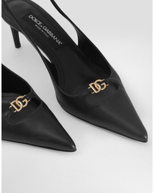 Dolce & Gabbana White Lollo Silk Nappa Leather Slingback