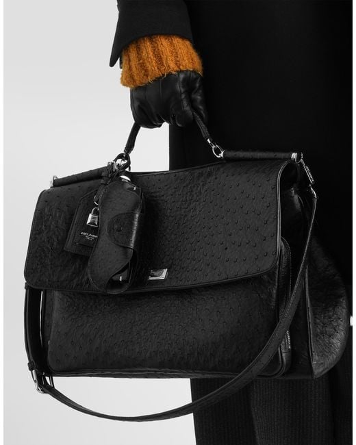 Dolce & Gabbana Black Ostrich Leather Eyewear Case for men