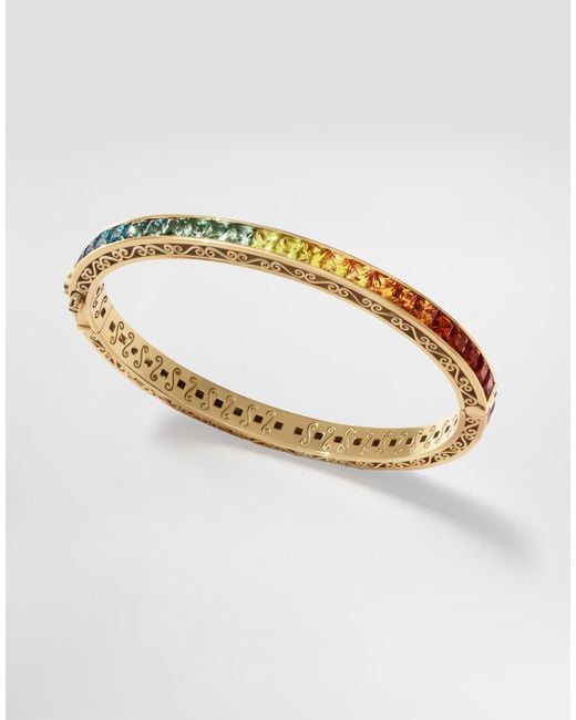 Dolce & Gabbana Metallic Bracelet 18 Carat And Multicolored Sapphires for men