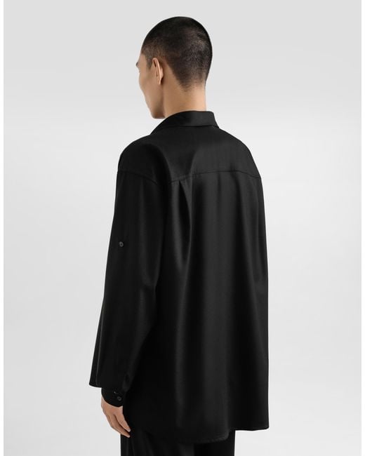 Dolce & Gabbana Black Oversized Flannel Shirt for men