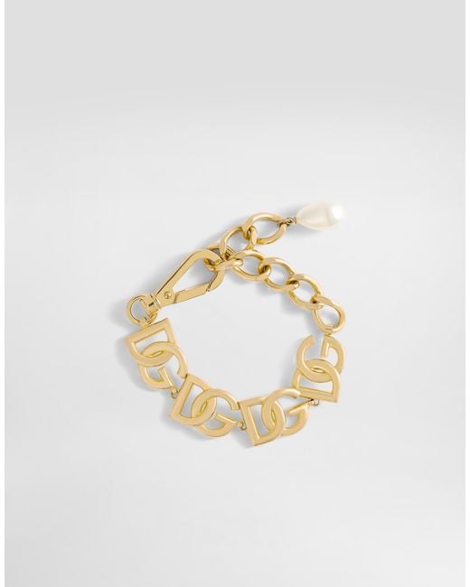 Pulsera de cadena con logo DG Dolce & Gabbana de color Metallic