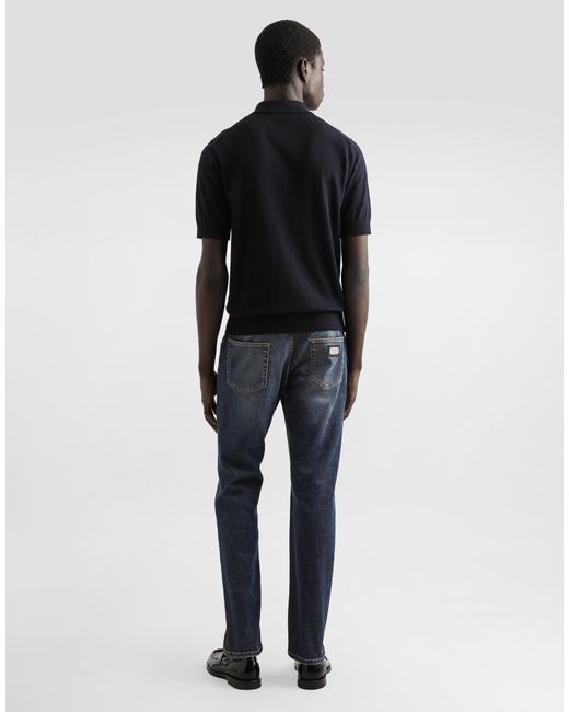Dolce & Gabbana Black Cotton Polo-Shirt With Heraldic Patch for men