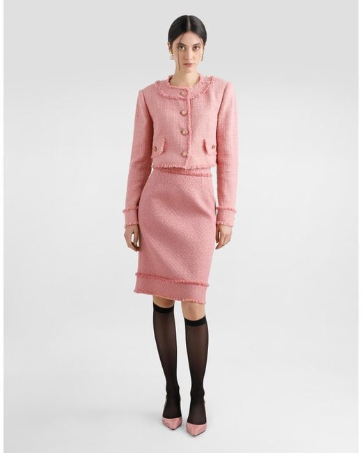 Dolce & Gabbana Pink Tweed Jacket