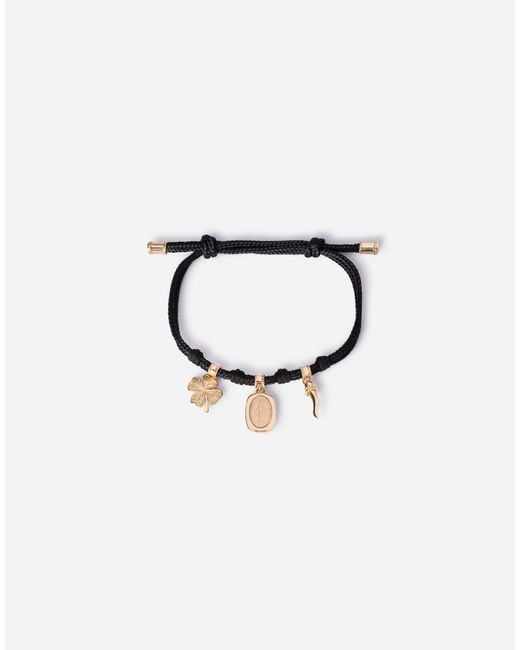 Dolce & Gabbana Blue Sicily Fabric Bracelet With Pendant for men