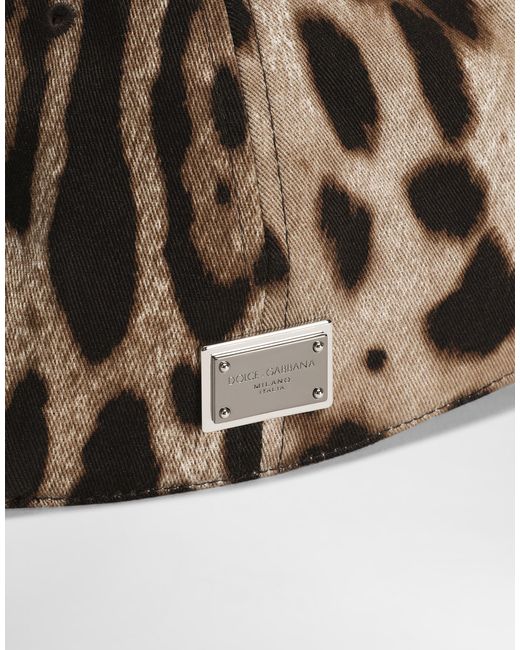 Dolce & Gabbana Multicolor Cotton Baseball Cap With Leopard for men