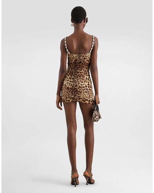 Dolce & Gabbana Natural Leo- Charmeuse Dress