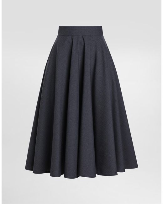 Dolce & Gabbana Blue Woolen Midi Circle Skirt