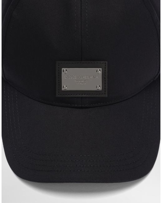 メンズ Dolce & Gabbana ベースボールキャップ コットン ロゴプレート Black