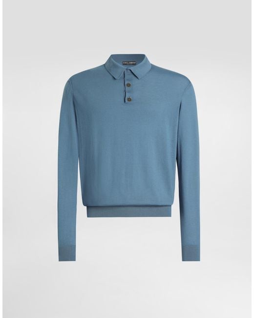 Dolce & Gabbana Blue Cashmere Polo Shirt for men