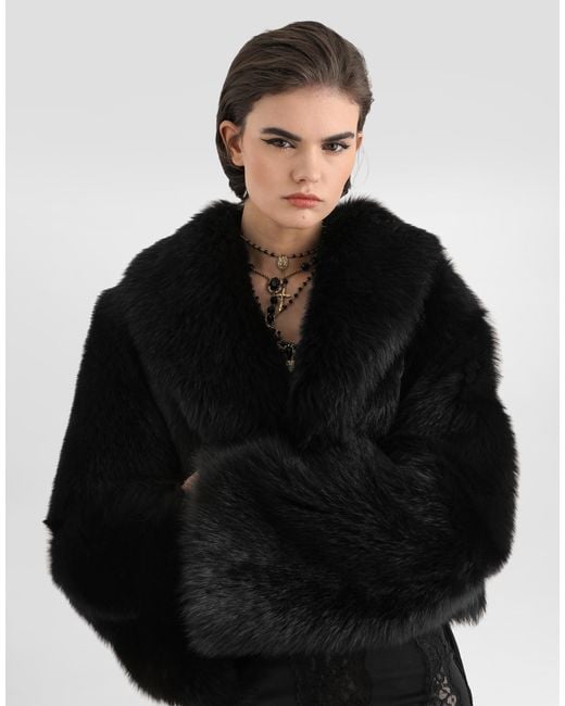 Dolce & Gabbana Black Shearling Bolero Jacket