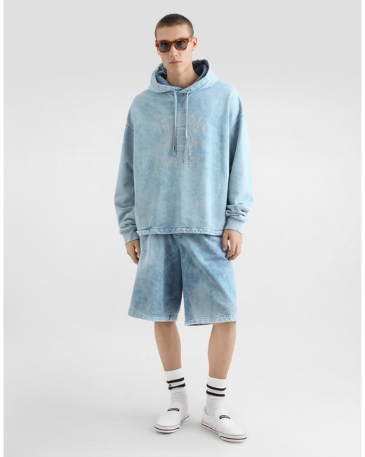Dolce & Gabbana Blue Treated Jersey Bermuda Shorts for men